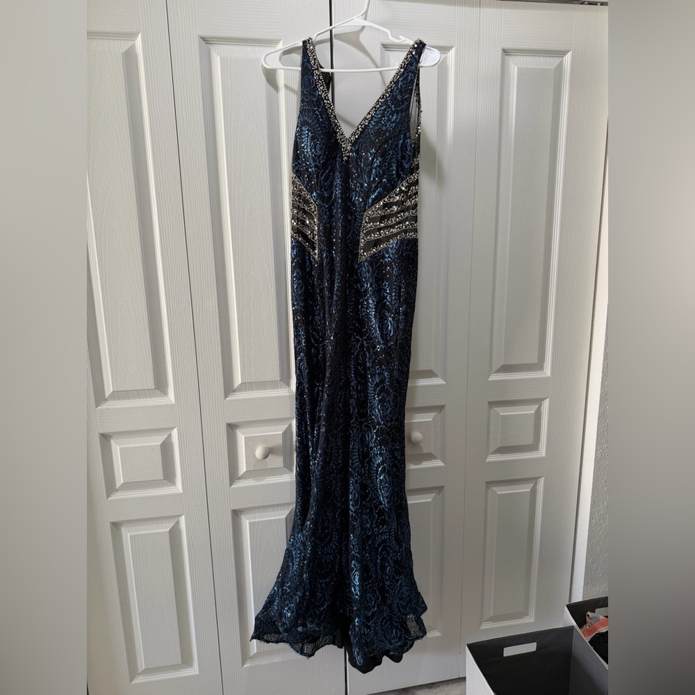 Elegant Blue Sequin Gown